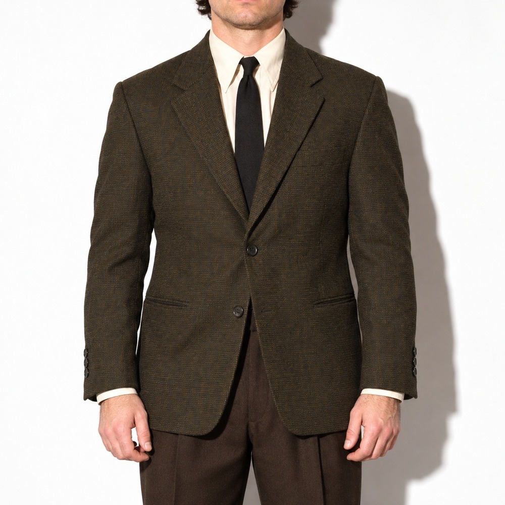 Lauren Ralph Lauren Blazer Men 38S Brown Black Microplaid Wool Canada Sport Coat